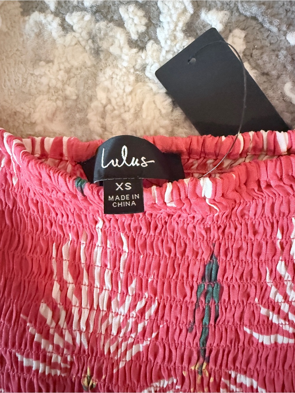 Lulu's 2 piece Coral Pink Floral Smocked Top - Picture 2 of 4